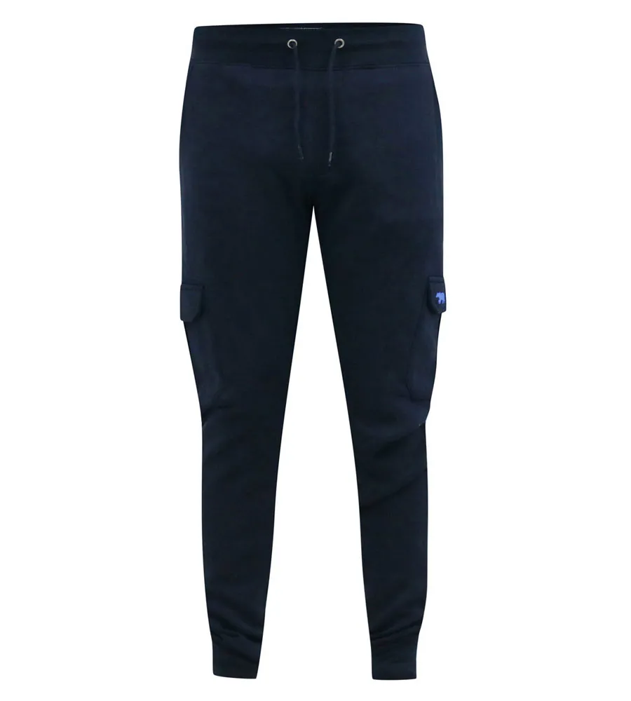 D555 Mens Navy Joggers With Cargo Pocket and Ribbed Cuffs (TILDEN 1)